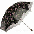 21-inch Two-fold Metal Frame Sun Umbrella with Wooden Handle